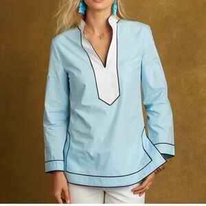 Nicoblu Diana Tunic Robin Egg Blue Cotton 1X